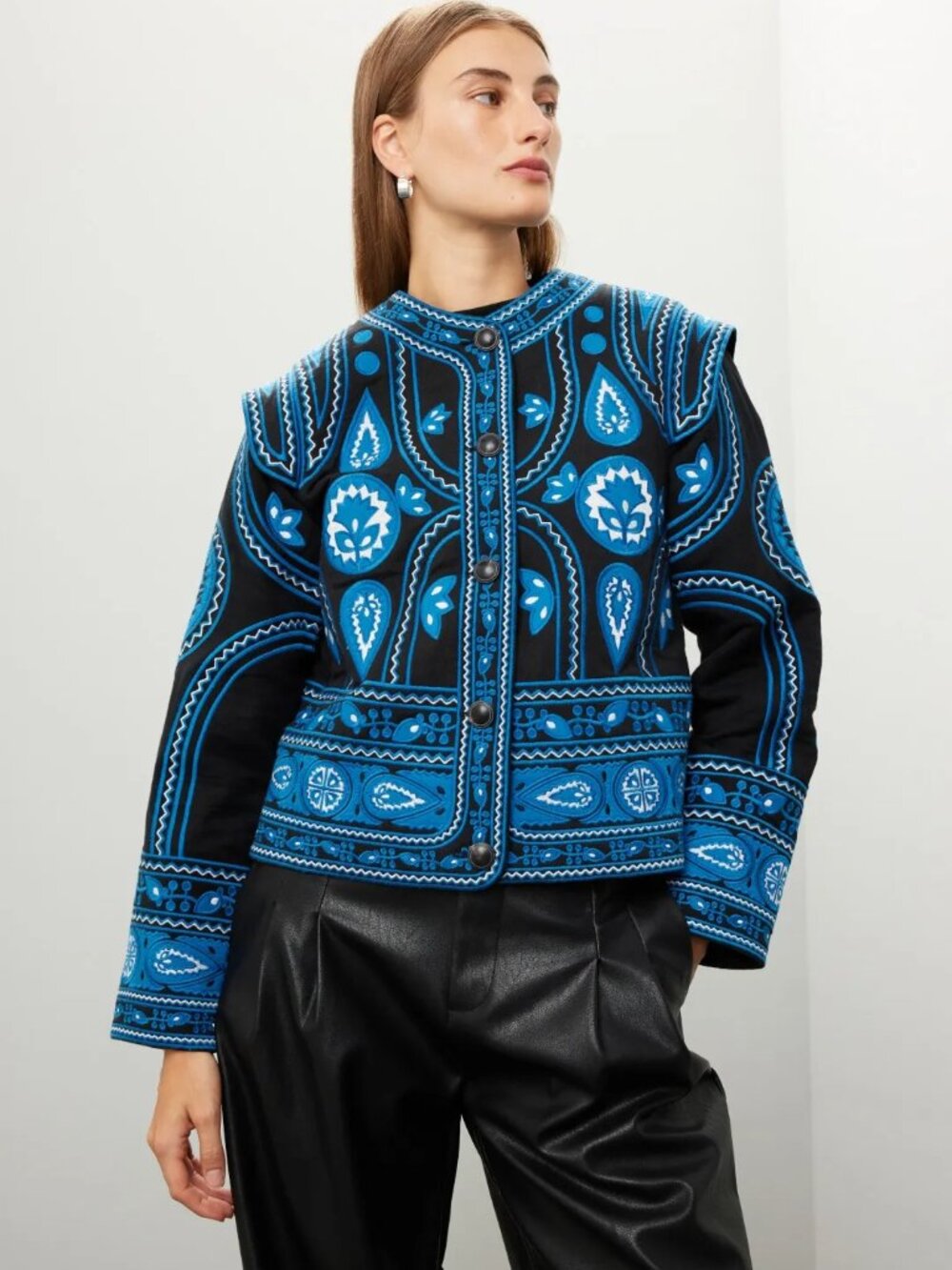 Sea New York Gael Jacket Blue printed cotton Size S MSRP $655